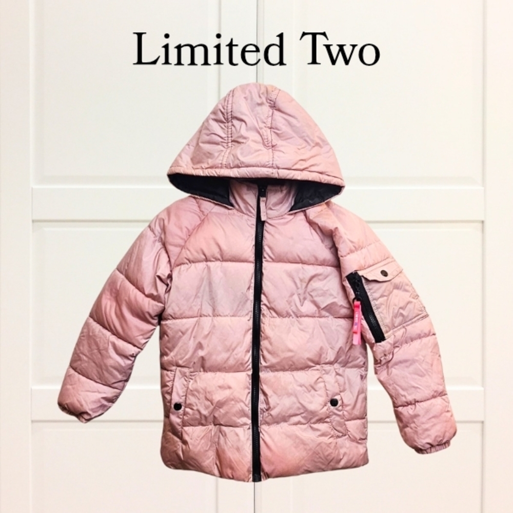 Limited Too Pink Hooded Puffer Jacket Size 7/8 Pink Cute Winter Rain Snow